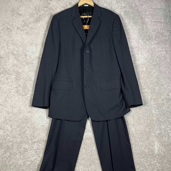 Calvin Klein Other - Calvin Klein Suit Mens XL 33x32 Grey Pinstripe 3 Button Blazer Trousers Set